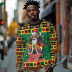 Afro-Jamaicans Christmas Long Sleeve Shirt Reggae Santa with Dreadlocks Design - African Pride
