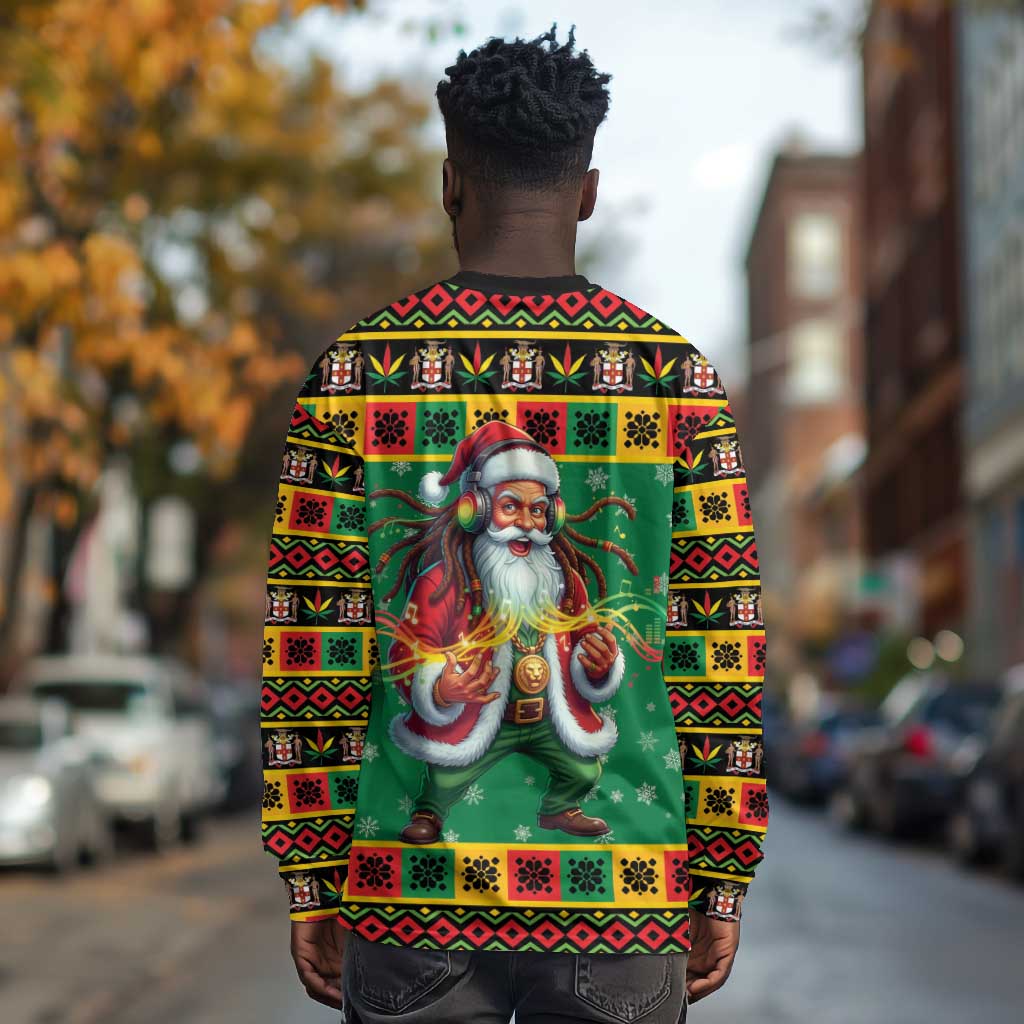 Afro-Jamaicans Christmas Long Sleeve Shirt Reggae Santa with Dreadlocks Design - African Pride