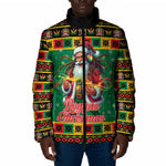 Afro-Jamaicans Christmas Padded Jacket Reggae Santa with Dreadlocks Design