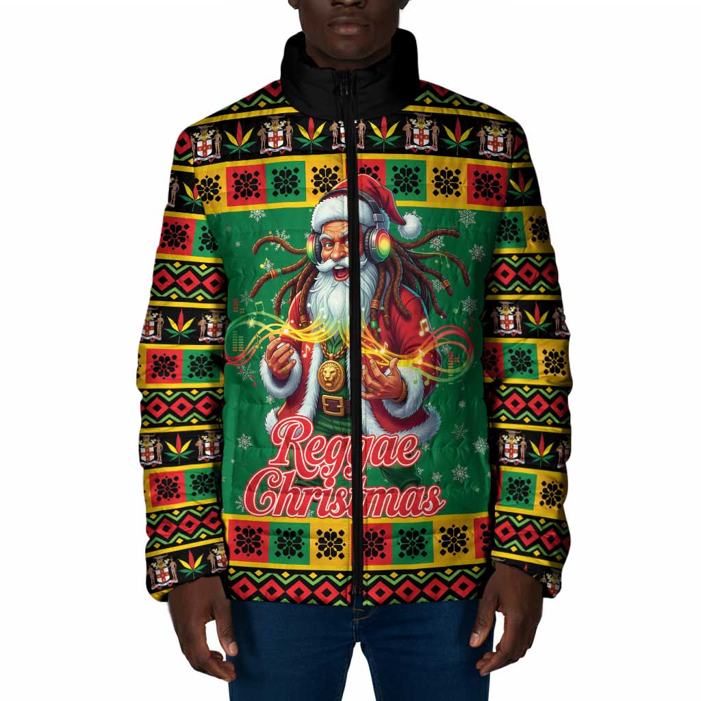 Afro-Jamaicans Christmas Padded Jacket Reggae Santa with Dreadlocks Design