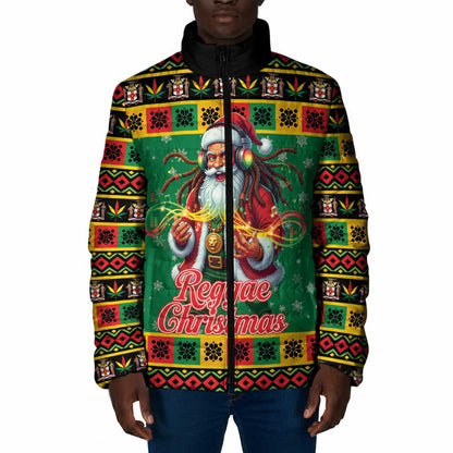 Afro-Jamaicans Christmas Padded Jacket Reggae Santa with Dreadlocks Design