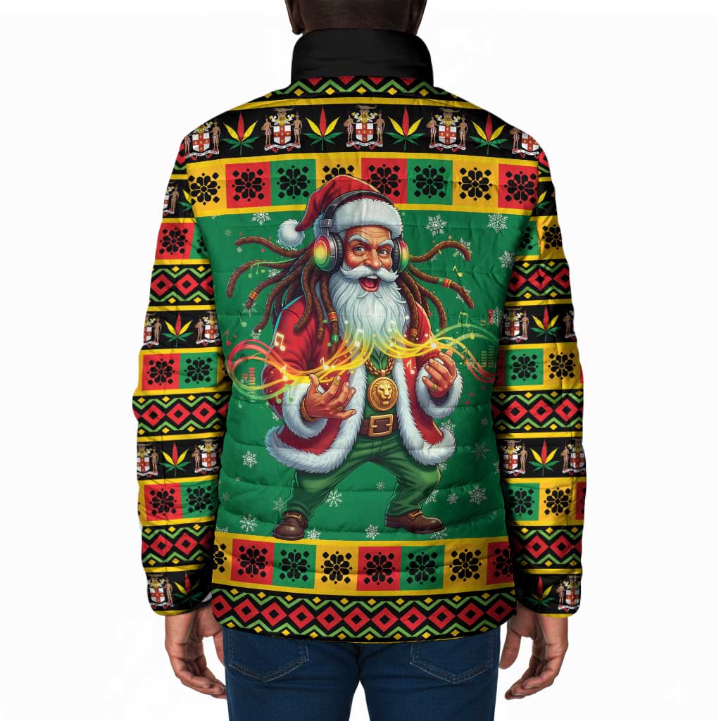 Afro-Jamaicans Christmas Padded Jacket Reggae Santa with Dreadlocks Design
