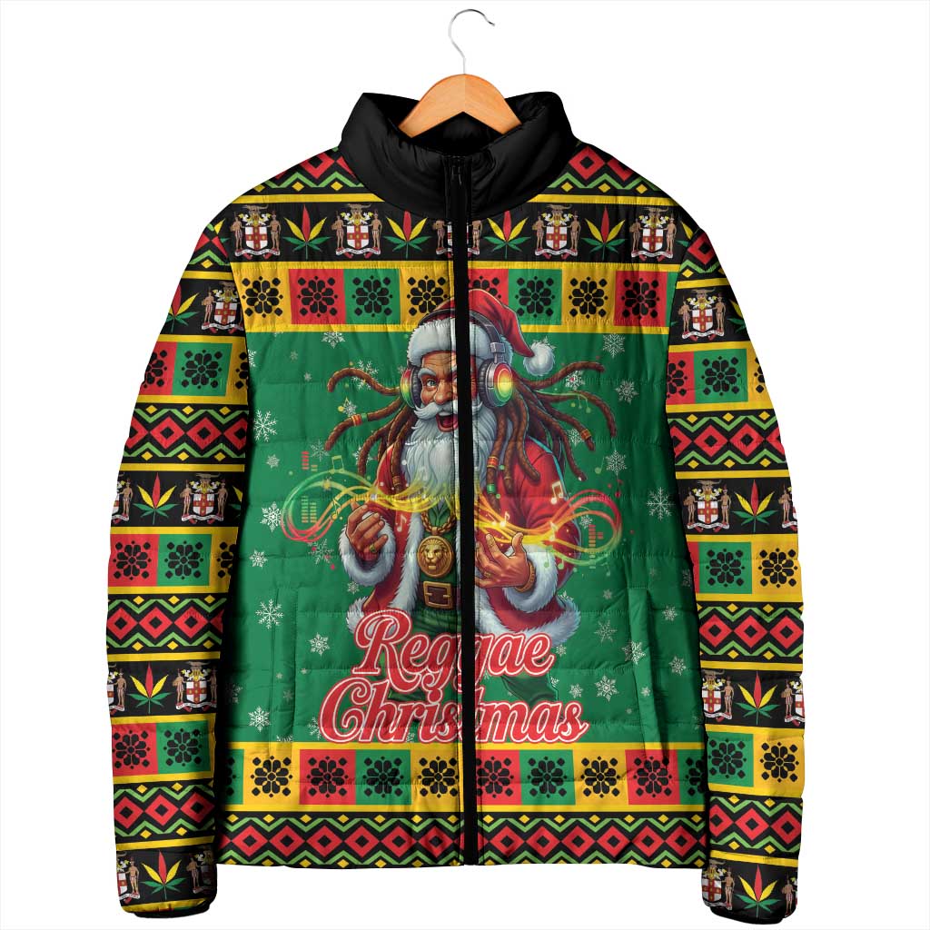 Afro-Jamaicans Christmas Padded Jacket Reggae Santa with Dreadlocks Design