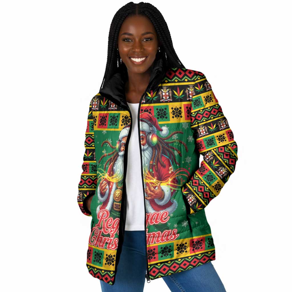 Afro-Jamaicans Christmas Padded Jacket Reggae Santa with Dreadlocks Design