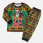 Afro-Jamaicans Christmas Pajama Set Reggae Santa with Dreadlocks Design - African Pride
