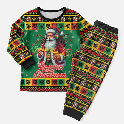 Afro-Jamaicans Christmas Pajama Set Reggae Santa with Dreadlocks Design - African Pride