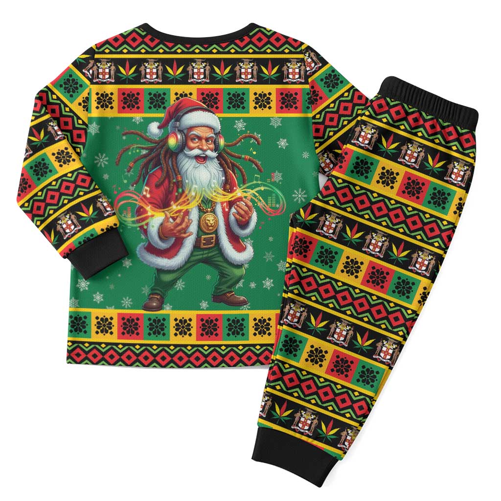 Afro-Jamaicans Christmas Pajama Set Reggae Santa with Dreadlocks Design - African Pride