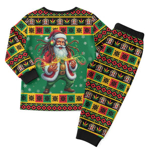 Afro-Jamaicans Christmas Pajama Set Reggae Santa with Dreadlocks Design - African Pride