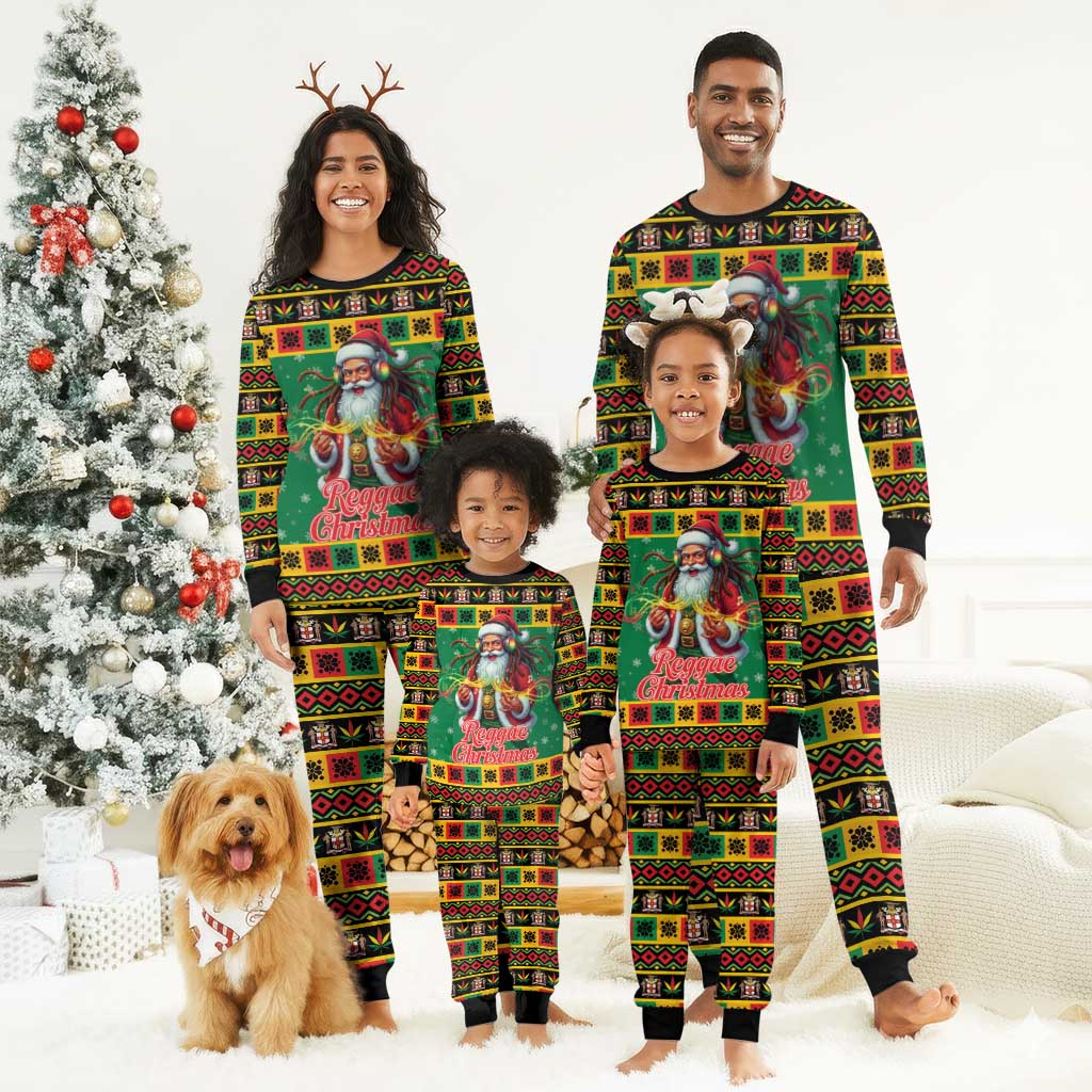 Afro-Jamaicans Christmas Pajama Set Reggae Santa with Dreadlocks Design - African Pride