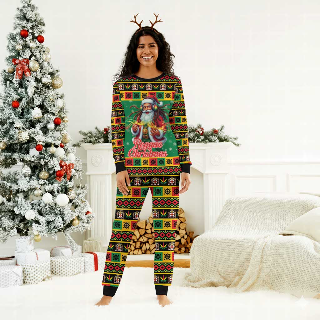 Afro-Jamaicans Christmas Pajama Set Reggae Santa with Dreadlocks Design - African Pride