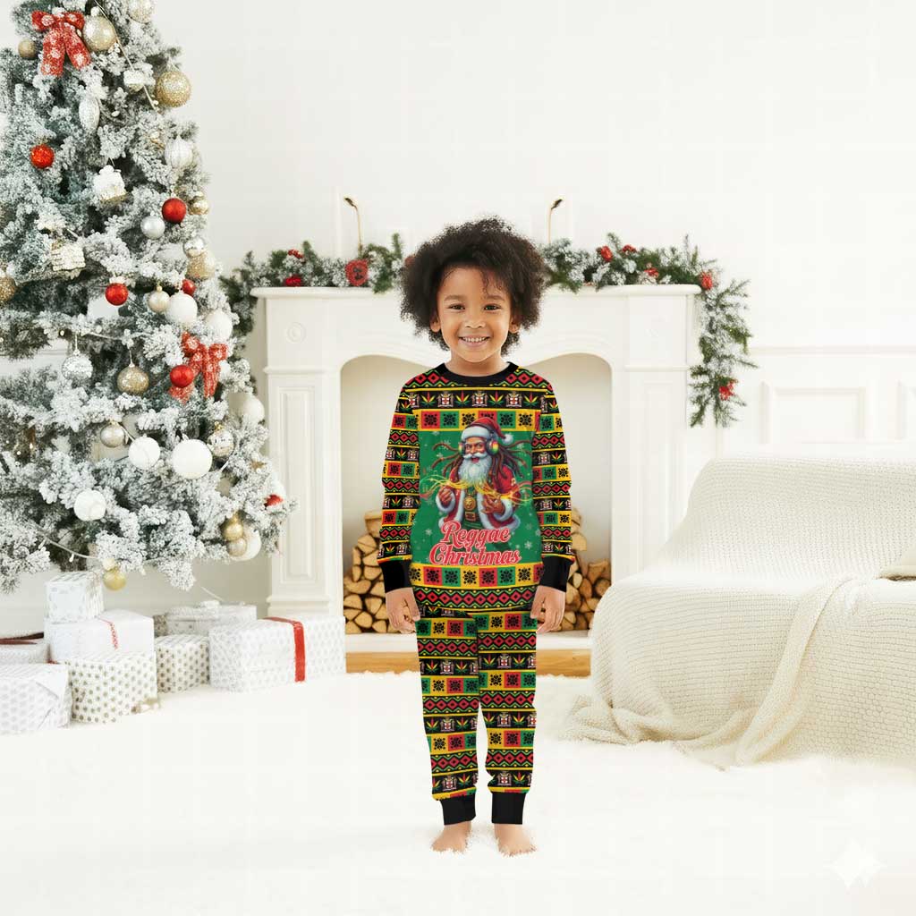Afro-Jamaicans Christmas Pajama Set Reggae Santa with Dreadlocks Design - African Pride