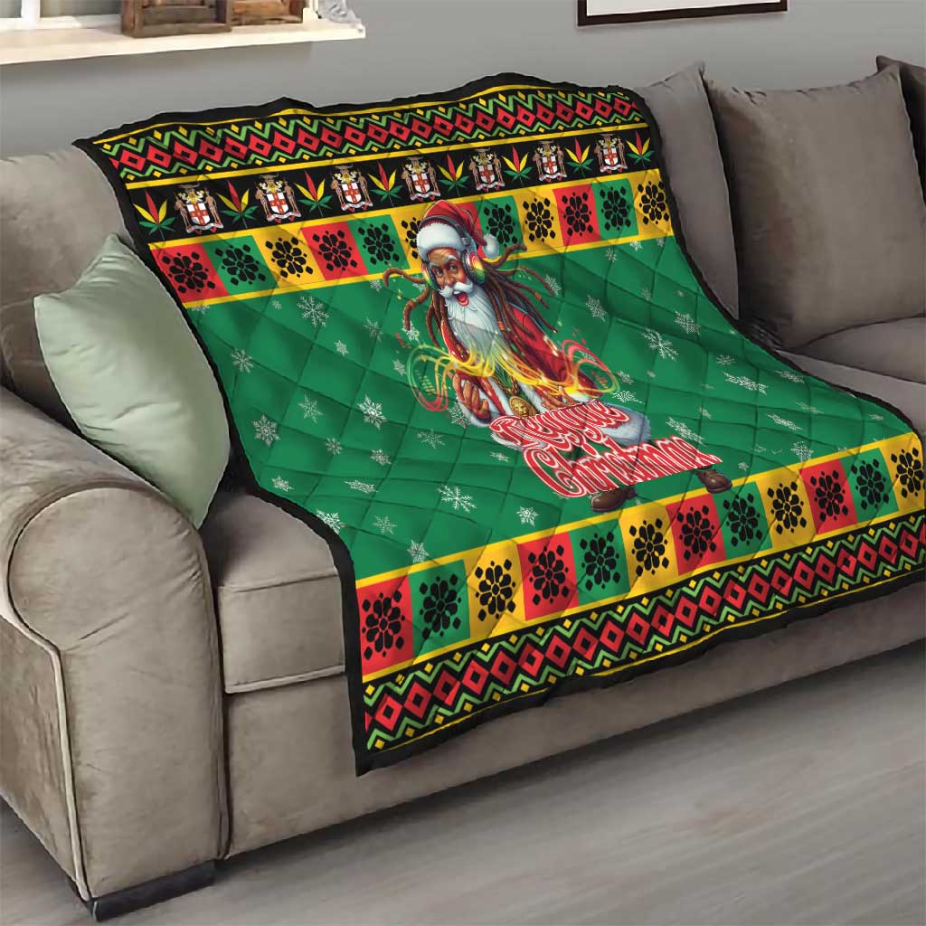 Afro-Jamaicans Christmas Quilt Reggae Santa with Dreadlocks Design - African Pride