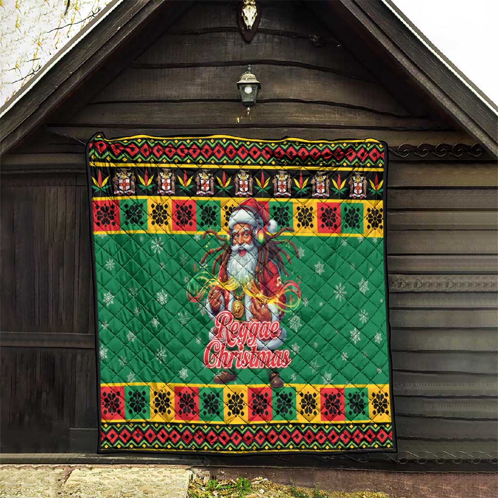 Afro-Jamaicans Christmas Quilt Reggae Santa with Dreadlocks Design - African Pride