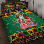 Afro-Jamaicans Christmas Quilt Bed Set Reggae Santa with Dreadlocks Design - African Pride