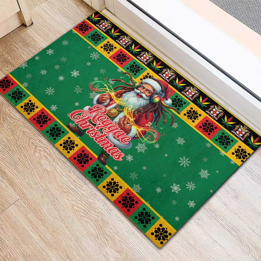 Afro-Jamaicans Christmas Rubber Doormat Reggae Santa with Dreadlocks Design - African Pride