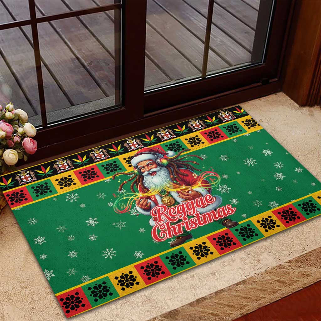 Afro-Jamaicans Christmas Rubber Doormat Reggae Santa with Dreadlocks Design - African Pride