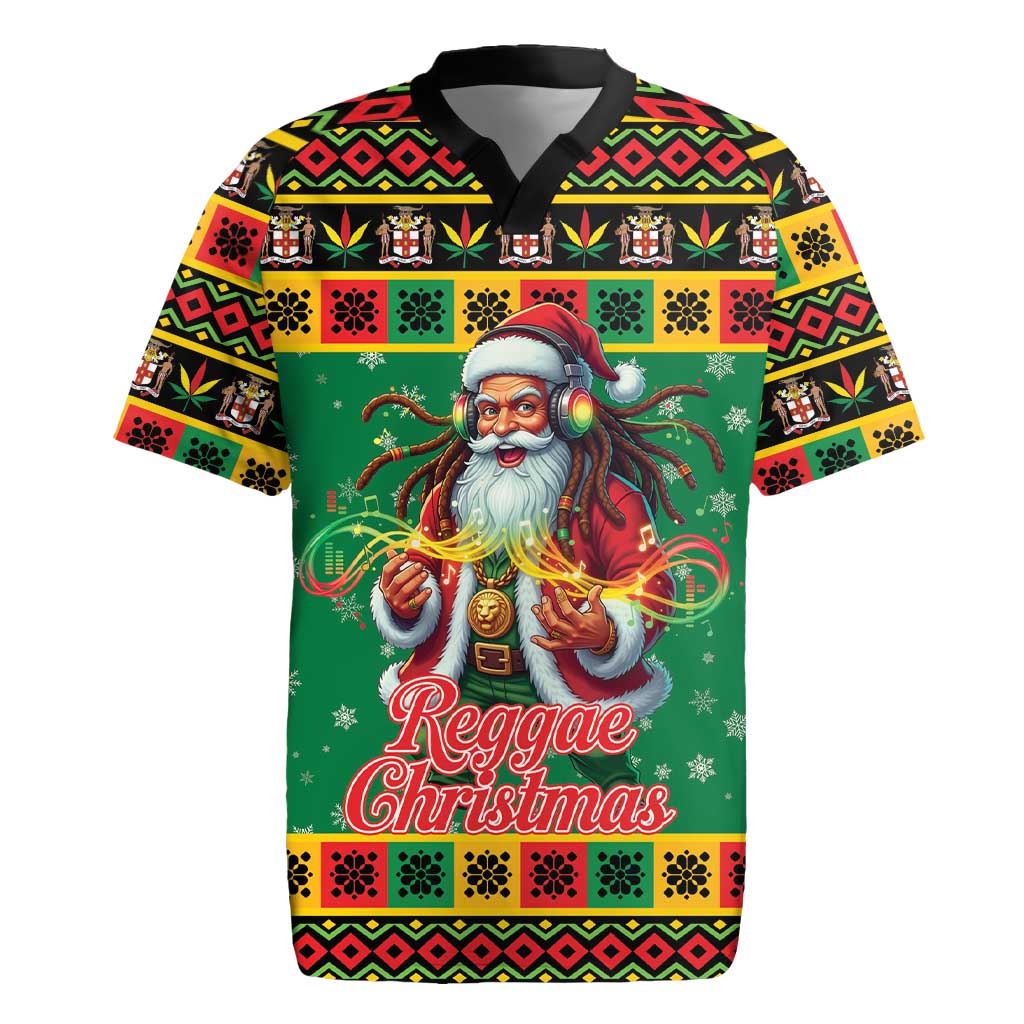 Afro-Jamaicans Christmas Rugby Jersey Reggae Santa with Dreadlocks Design - African Pride