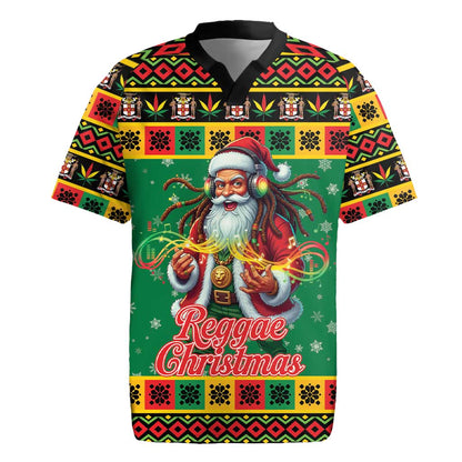 Afro-Jamaicans Christmas Rugby Jersey Reggae Santa with Dreadlocks Design - African Pride