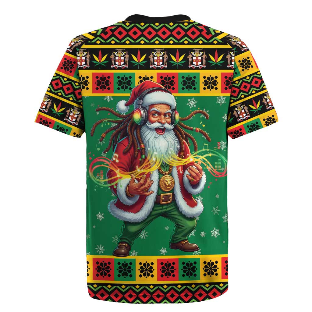 Afro-Jamaicans Christmas Rugby Jersey Reggae Santa with Dreadlocks Design - African Pride