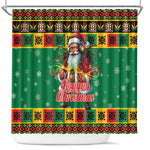 Afro-Jamaicans Christmas Shower Curtain Reggae Santa with Dreadlocks Design - African Pride