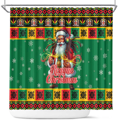 Afro-Jamaicans Christmas Shower Curtain Reggae Santa with Dreadlocks Design - African Pride