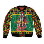 Afro-Jamaicans Christmas Sleeve Zip Bomber Jacket Reggae Santa with Dreadlocks Design - African Pride