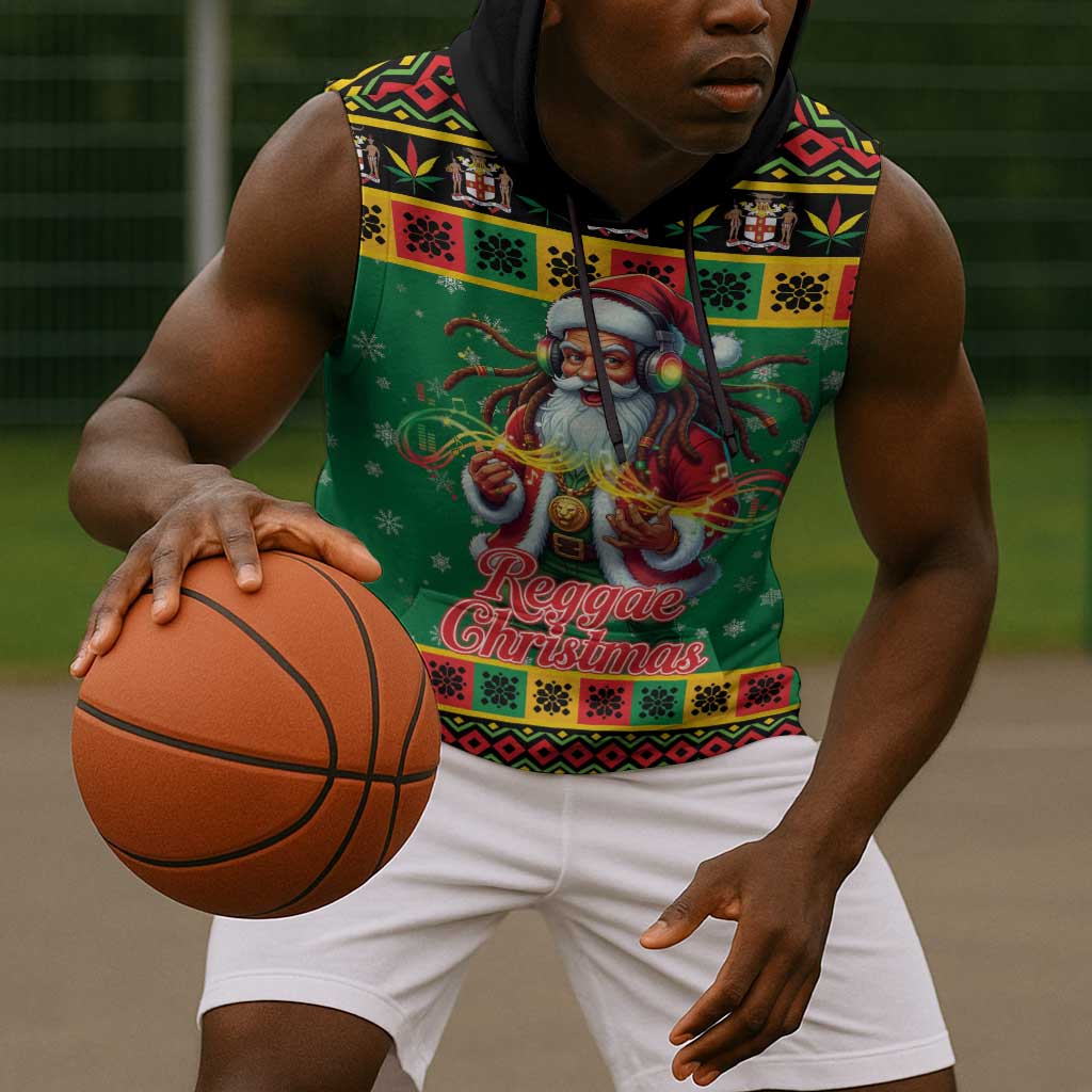 Afro-Jamaicans Christmas Sleeveless Hoodie Reggae Santa with Dreadlocks Design - African Pride