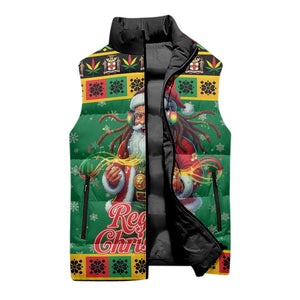 Afro-Jamaicans Christmas Sleeveless Puffer Jacket Reggae Santa with Dreadlocks Design