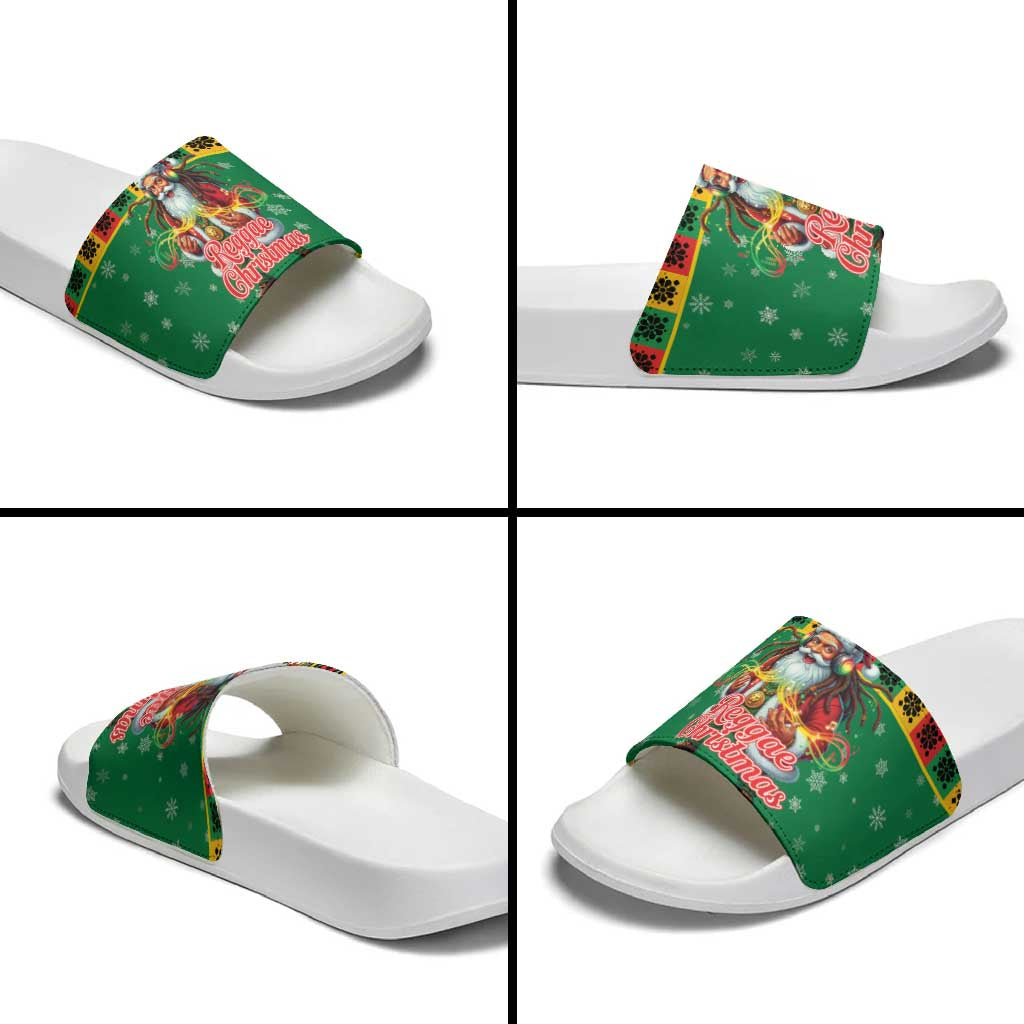 Afro-Jamaicans Christmas Slide Sandals Reggae Santa with Dreadlocks Design