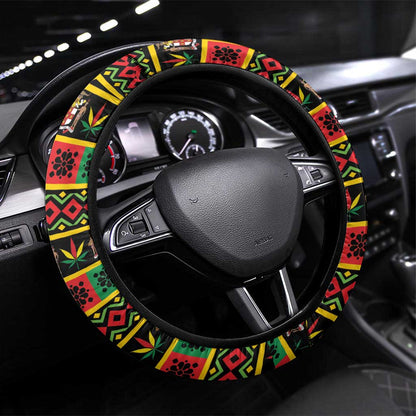 Afro-Jamaicans Christmas Steering Wheel Cover Reggae Santa with Dreadlocks Design - African Pride