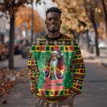 Afro-Jamaicans Christmas Sweatshirt Reggae Santa with Dreadlocks Design - African Pride