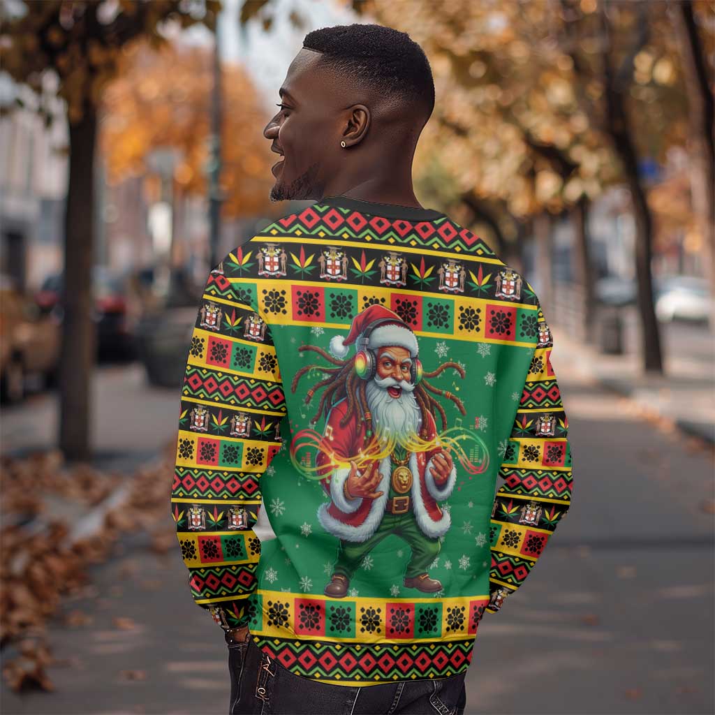 Afro-Jamaicans Christmas Sweatshirt Reggae Santa with Dreadlocks Design - African Pride