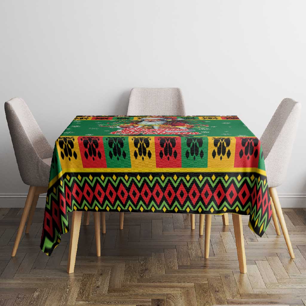 Afro-Jamaicans Christmas Tablecloth Reggae Santa with Dreadlocks Design - African Pride