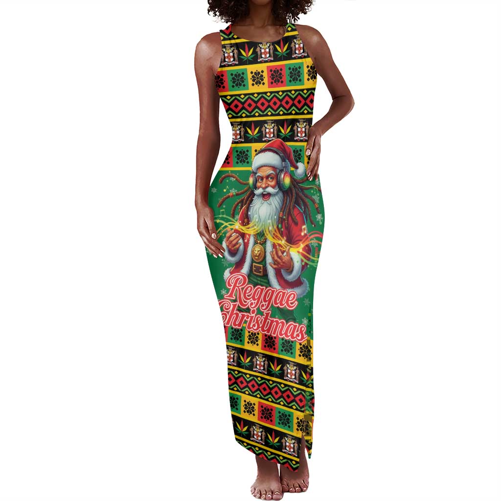 Afro-Jamaicans Christmas Tank Maxi Dress Reggae Santa with Dreadlocks Design - African Pride