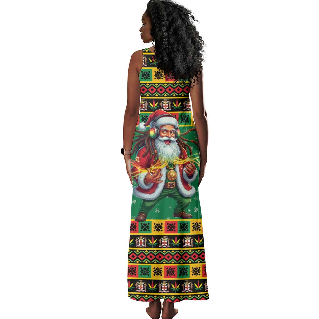 Afro-Jamaicans Christmas Tank Maxi Dress Reggae Santa with Dreadlocks Design - African Pride