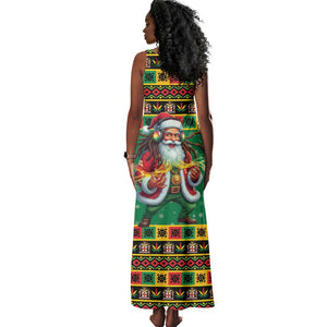 Afro-Jamaicans Christmas Tank Maxi Dress Reggae Santa with Dreadlocks Design - African Pride