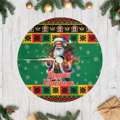 Afro-Jamaicans Christmas Tree Skirt Reggae Santa with Dreadlocks Design - African Pride