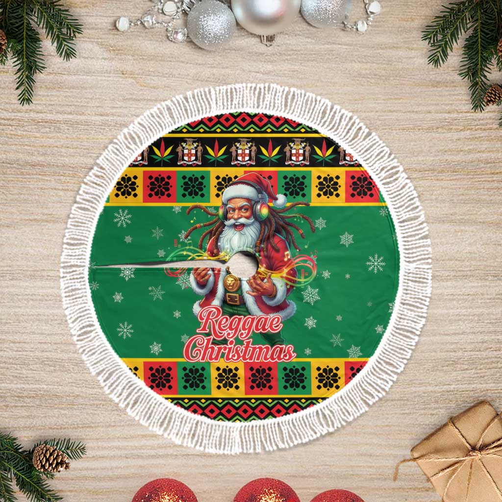 Afro-Jamaicans Christmas Tree Skirt Reggae Santa with Dreadlocks Design - African Pride