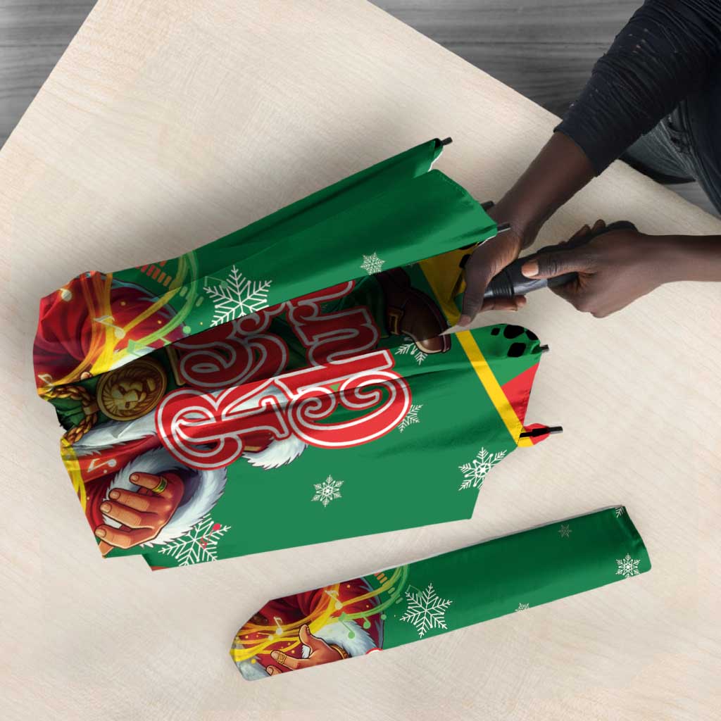 Afro-Jamaicans Christmas Umbrella Reggae Santa with Dreadlocks Design