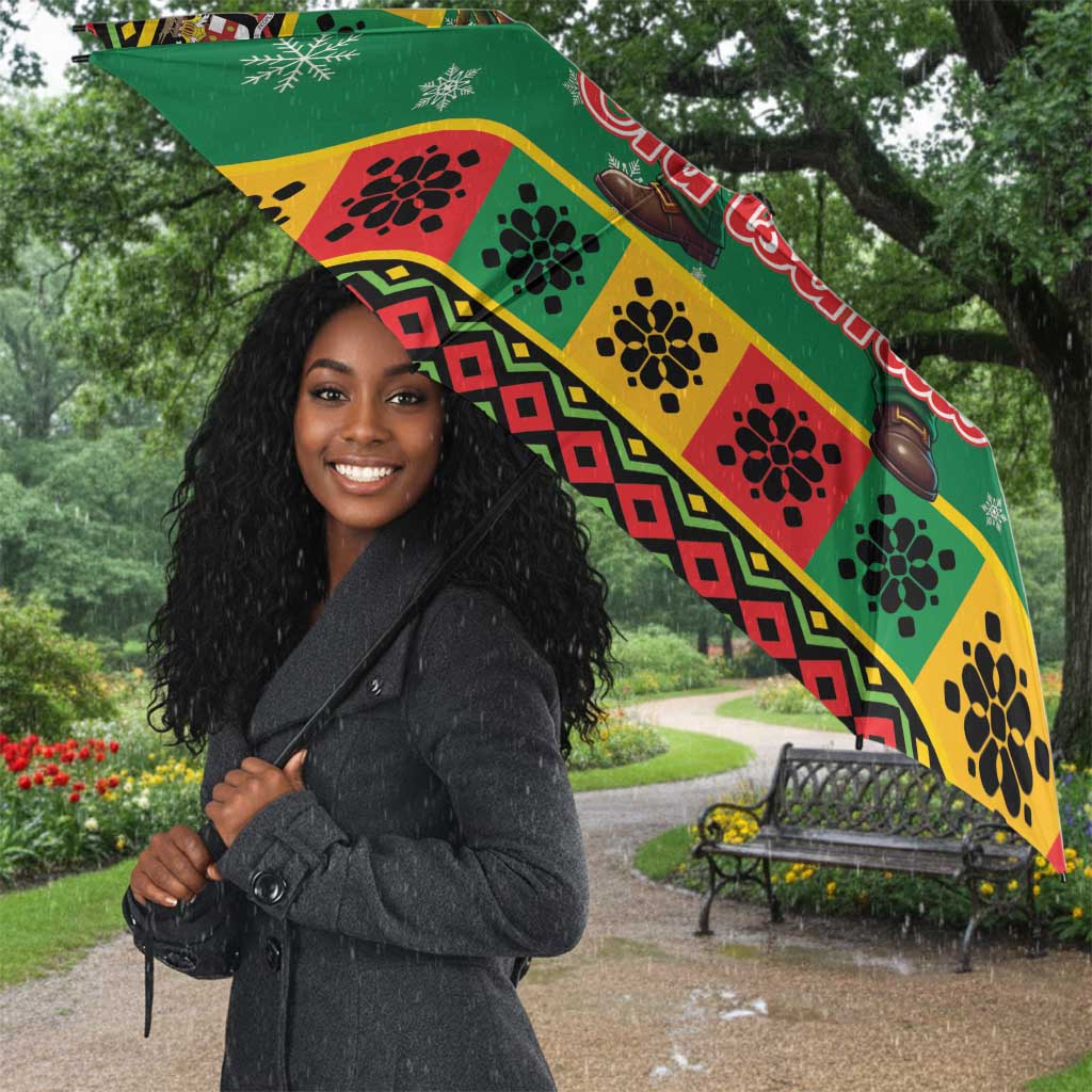 Afro-Jamaicans Christmas Umbrella Reggae Santa with Dreadlocks Design