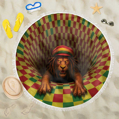 Afro-Jamaicans Reggae Lion Beach Blanket Reggae Optical 3D Illusion - African Pride