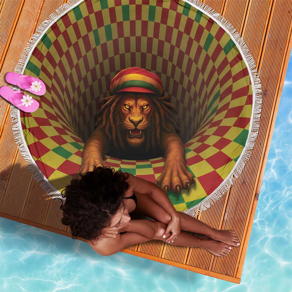 Afro-Jamaicans Reggae Lion Beach Blanket Reggae Optical 3D Illusion - African Pride