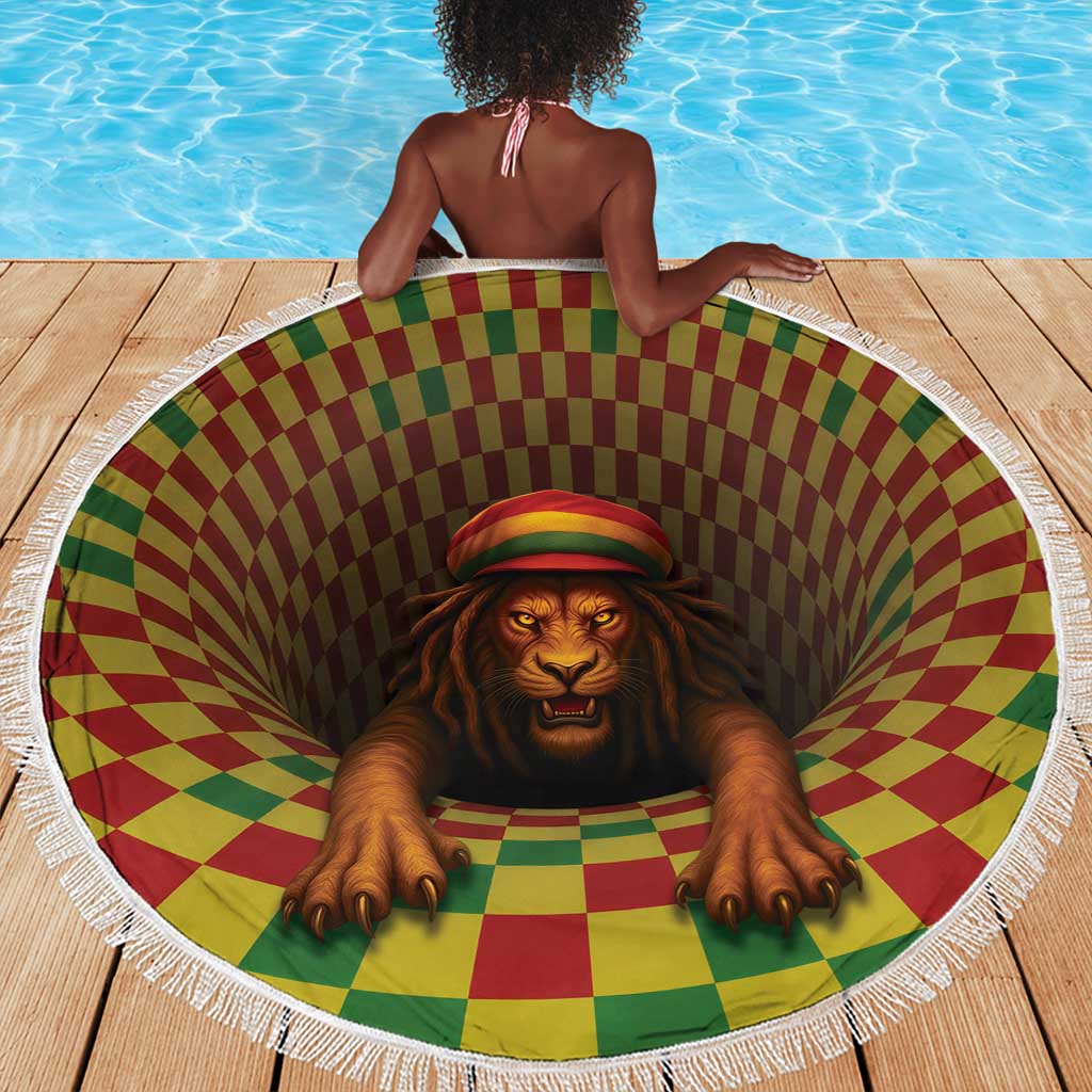 Afro-Jamaicans Reggae Lion Beach Blanket Reggae Optical 3D Illusion - African Pride