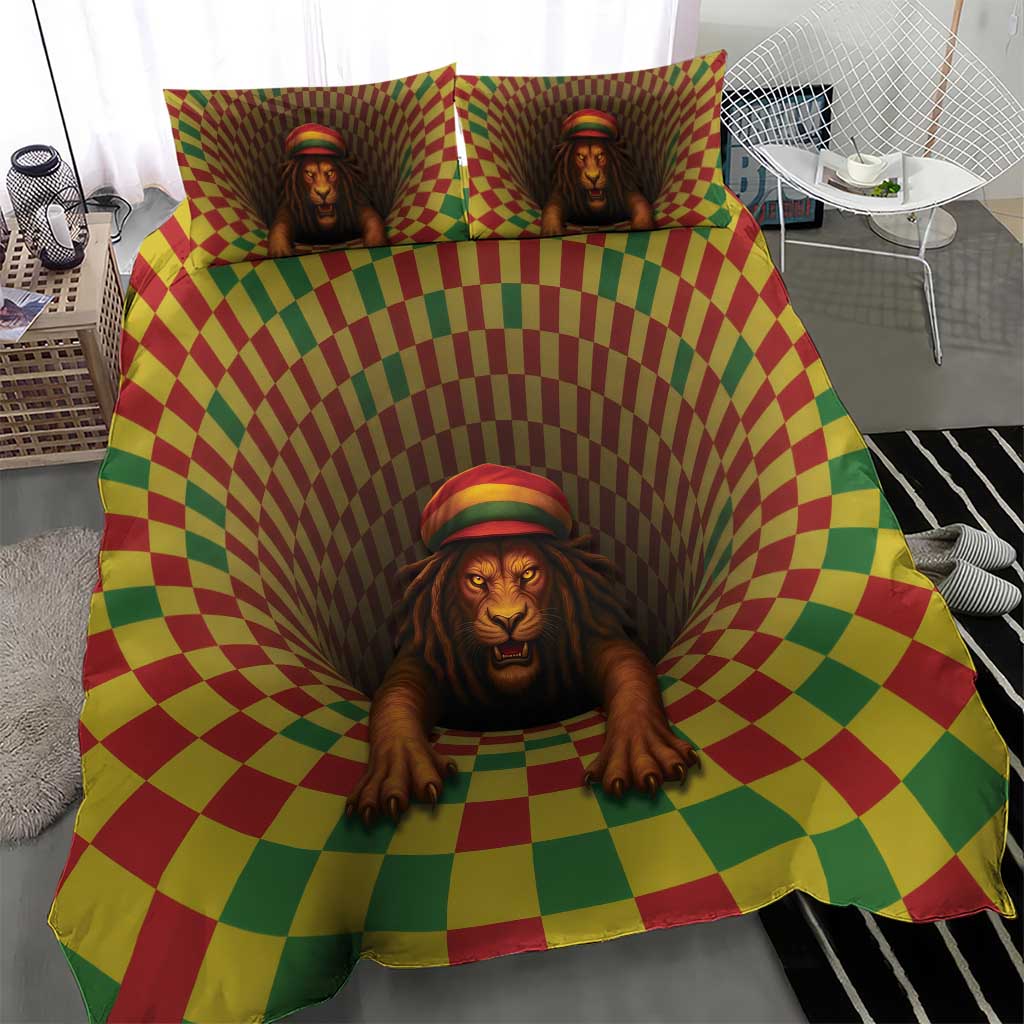 Afro-Jamaicans Reggae Lion Bedding Set Reggae Optical 3D Illusion - African Pride
