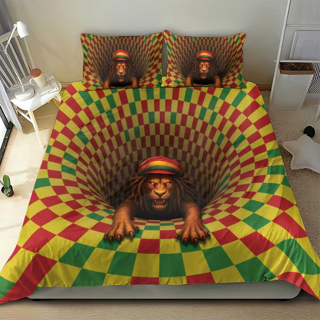 Afro-Jamaicans Reggae Lion Bedding Set Reggae Optical 3D Illusion - African Pride