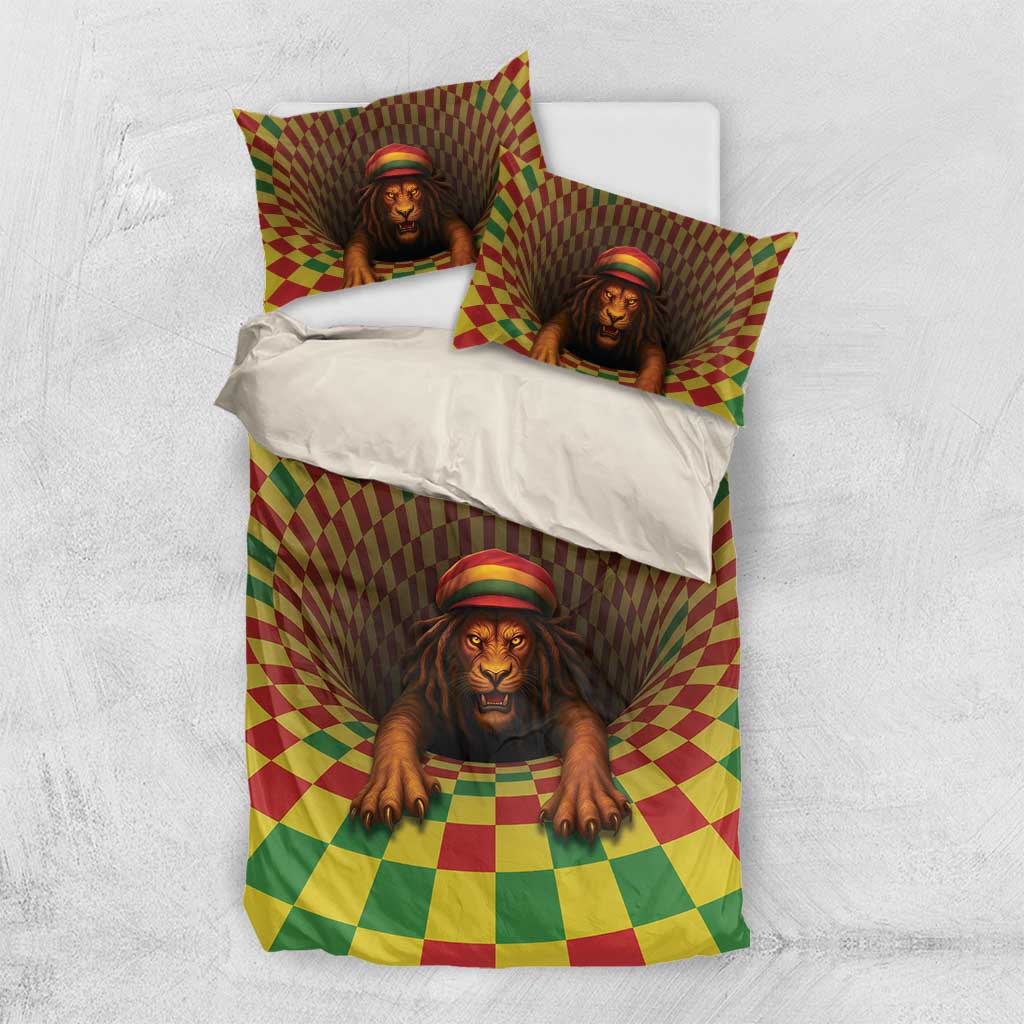 Afro-Jamaicans Reggae Lion Bedding Set Reggae Optical 3D Illusion - African Pride