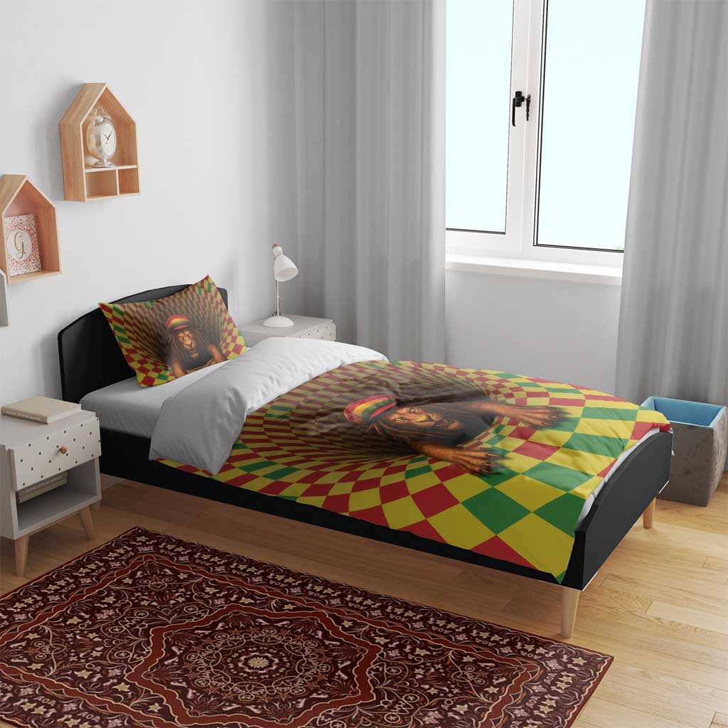 Afro-Jamaicans Reggae Lion Bedding Set Reggae Optical 3D Illusion - African Pride