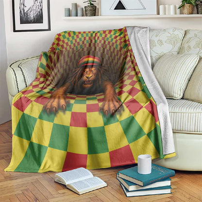 Afro-Jamaicans Reggae Lion Blanket Reggae Optical 3D Illusion - African Pride