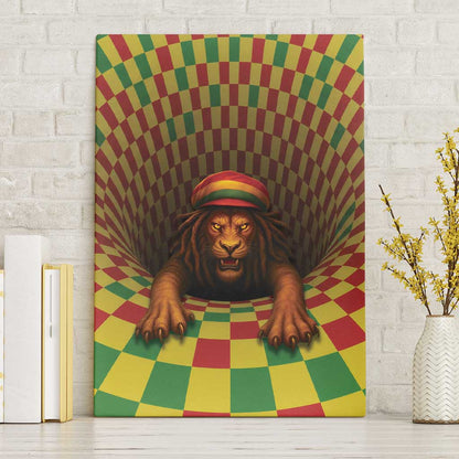 Afro-Jamaicans Reggae Lion Canvas Wall Art Reggae Optical 3D Illusion - African Pride