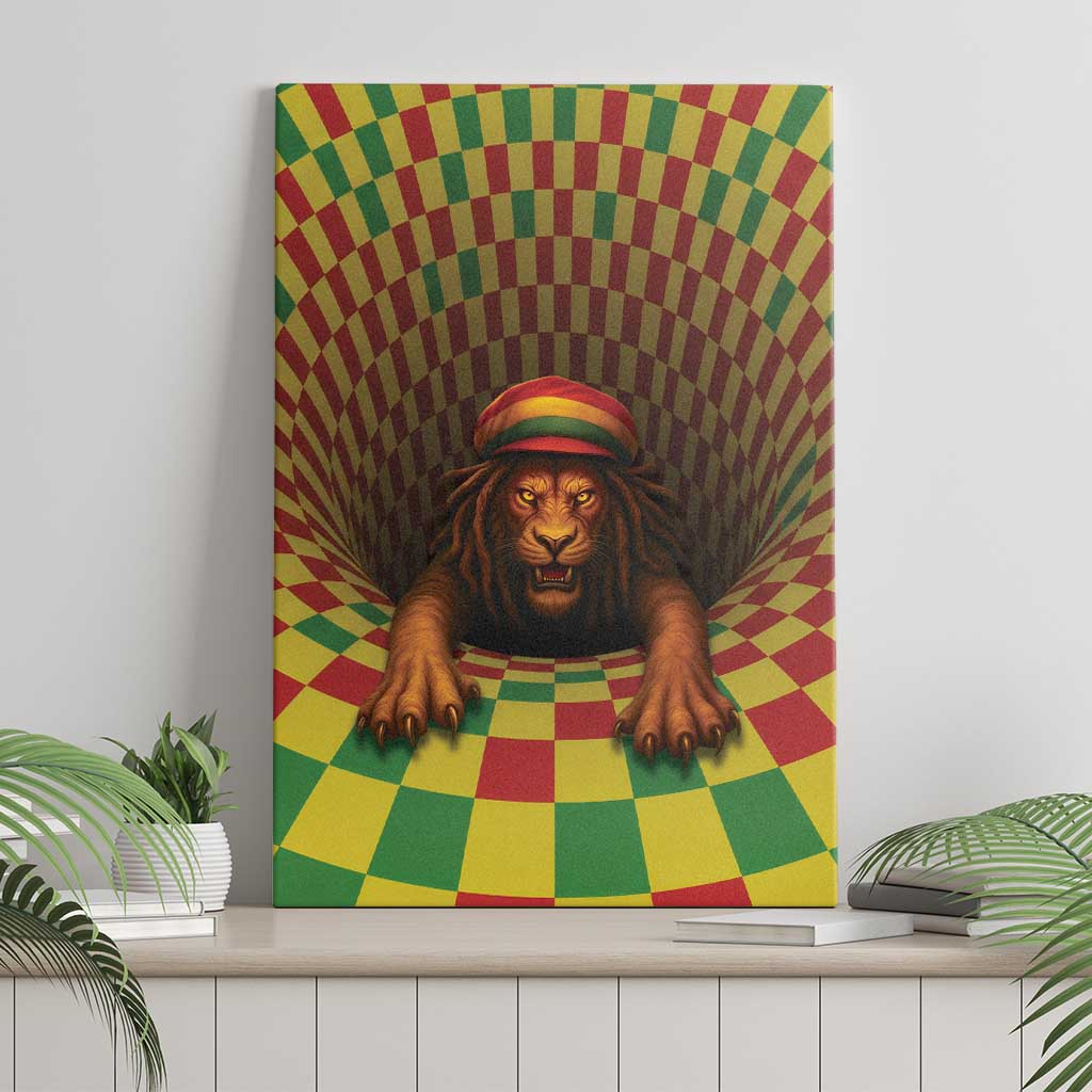 Afro-Jamaicans Reggae Lion Canvas Wall Art Reggae Optical 3D Illusion - African Pride